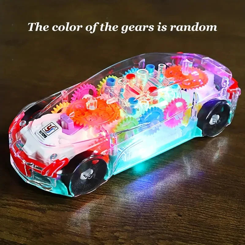 Transparent Gear Toy Car Color Light