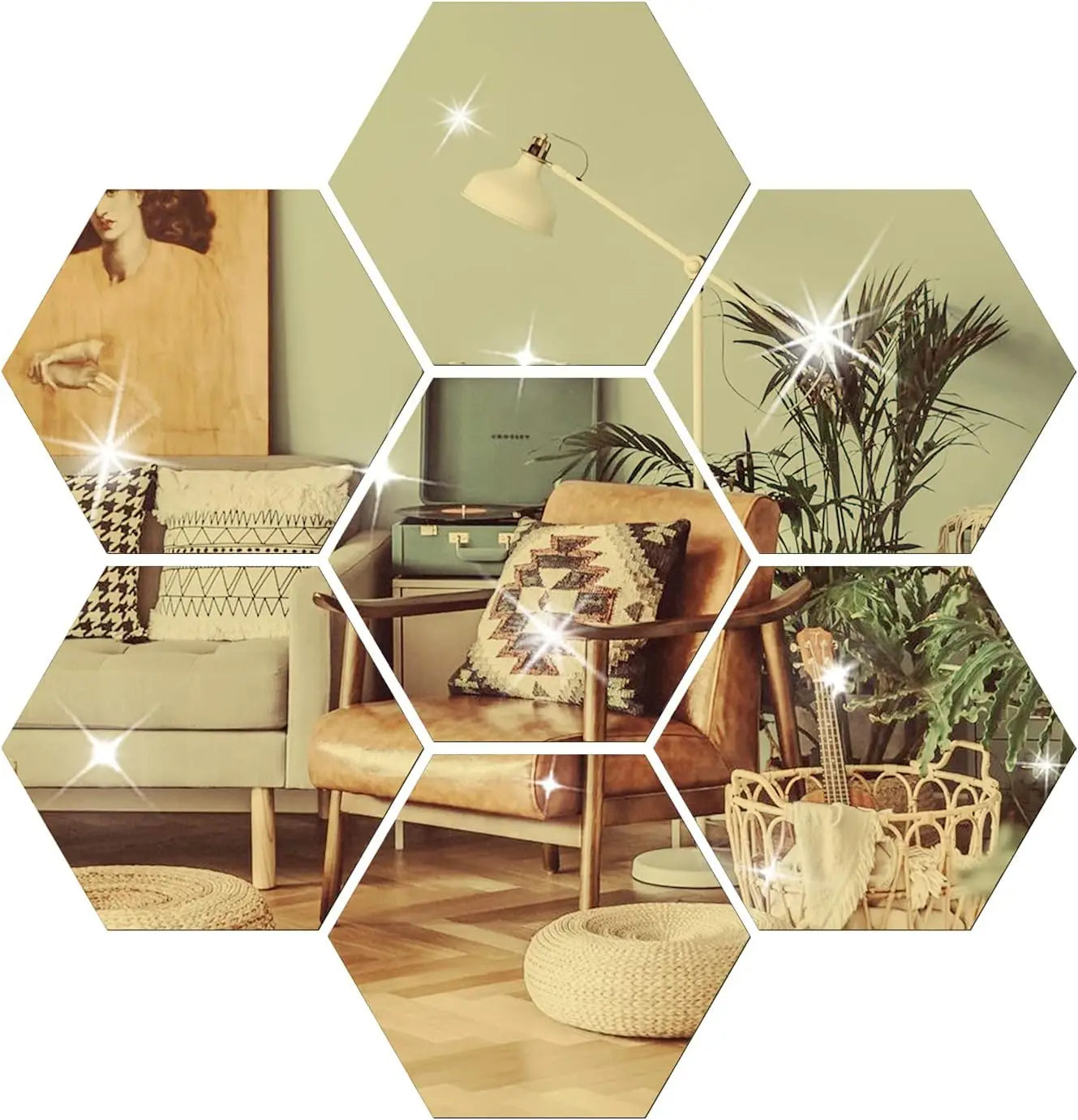 Hexagon 3d Wall Sticker Sets Acrylic mirrors