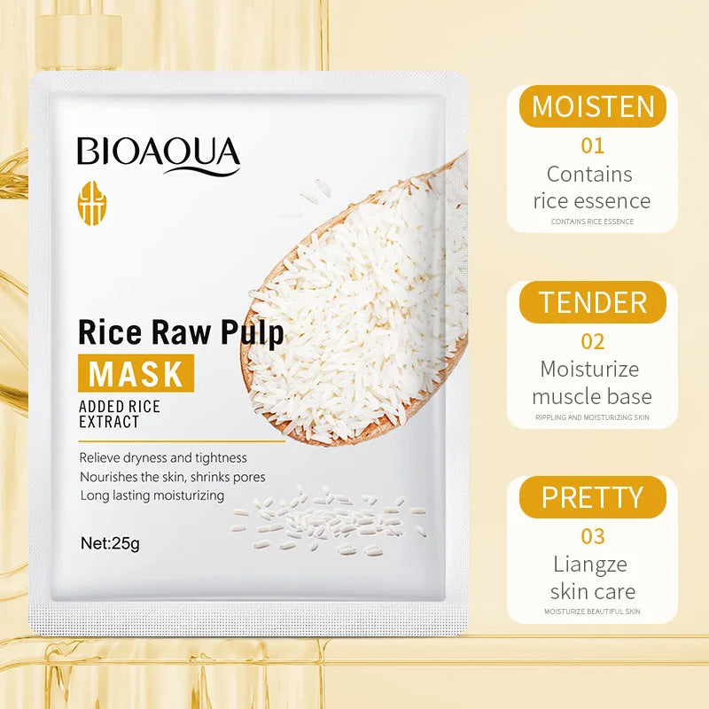 BIOAQUA Pack Of 6 Rice Raw Pulp Glow & Moisturizing Series