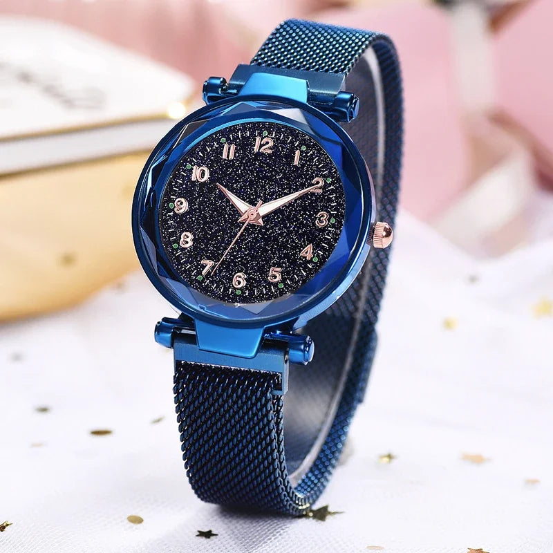 Luxury Women Watches Mesh Belt Magnetic Starry Sky Female