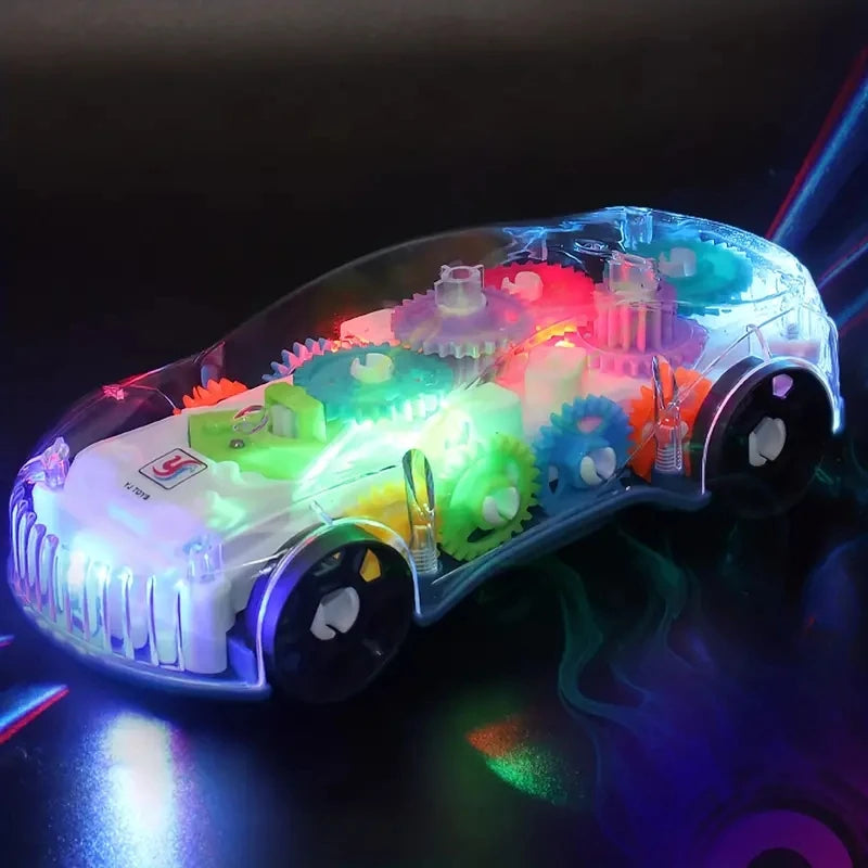 Transparent Gear Toy Car Color Light