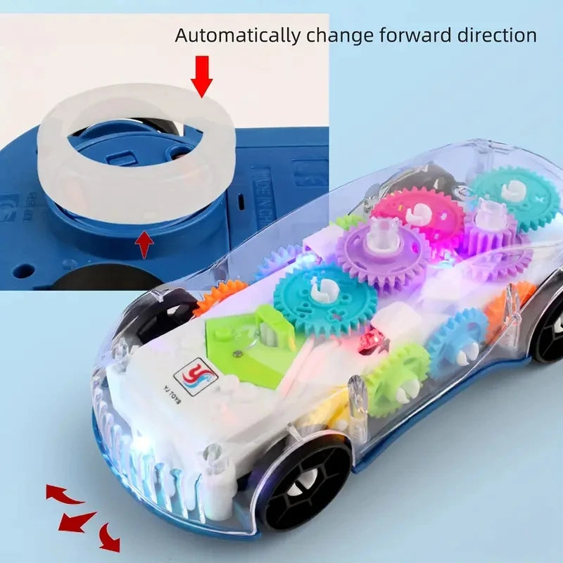 Transparent Gear Toy Car Color Light