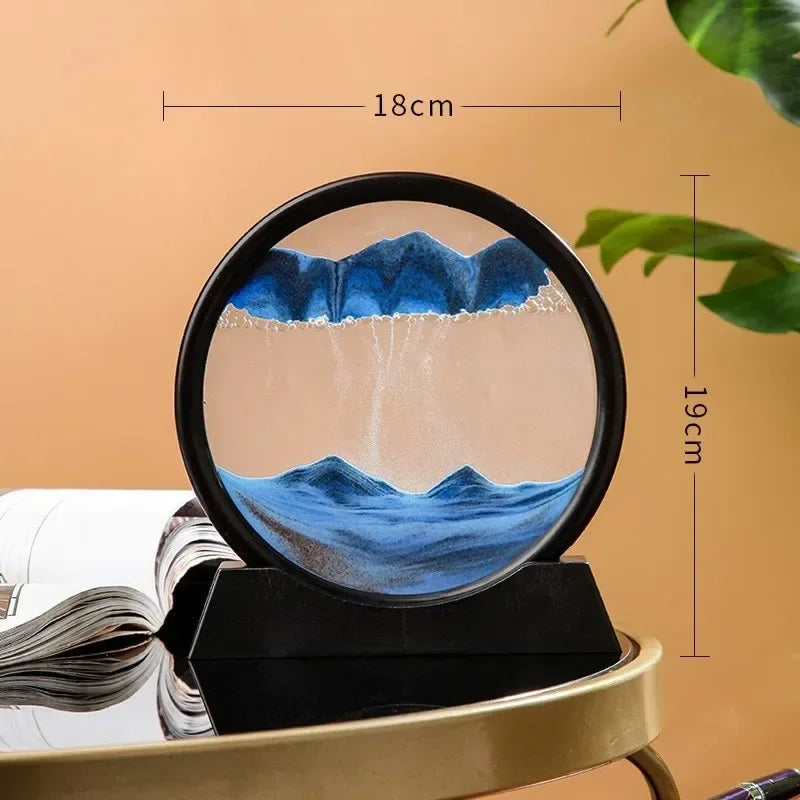 3D Moving Sand Art Picture Round Glass Deep Sea Sandscape