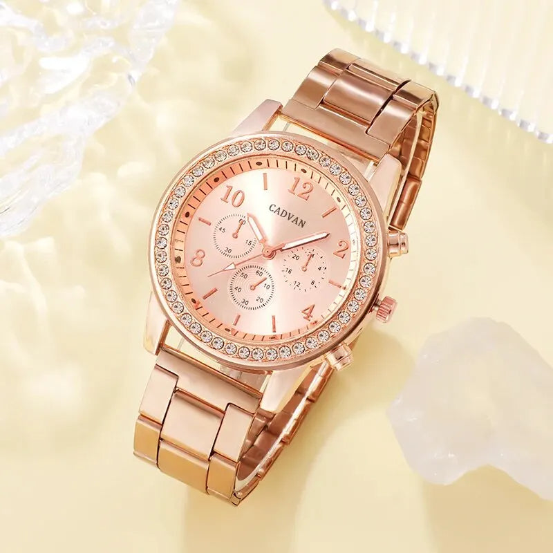 6PCS Set Rose Gold Luxury women watch