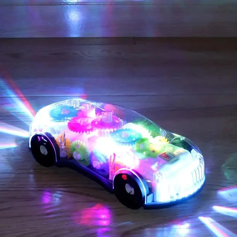 Transparent Gear Toy Car Color Light