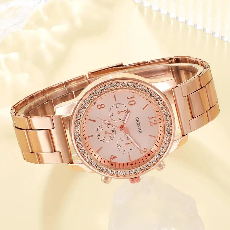 6PCS Set Rose Gold Luxury women watch