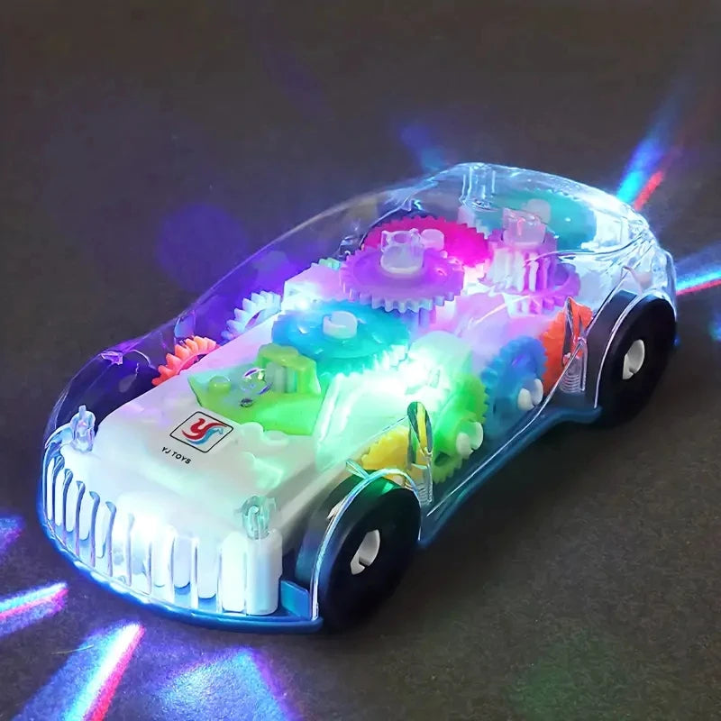 Transparent Gear Toy Car Color Light