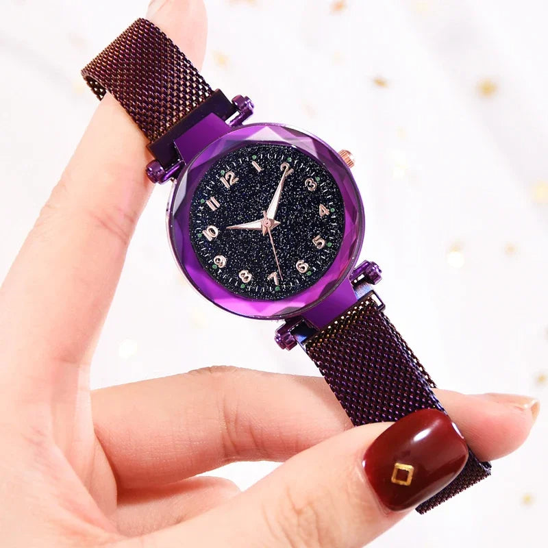 Luxury Women Watches Mesh Belt Magnetic Starry Sky Female