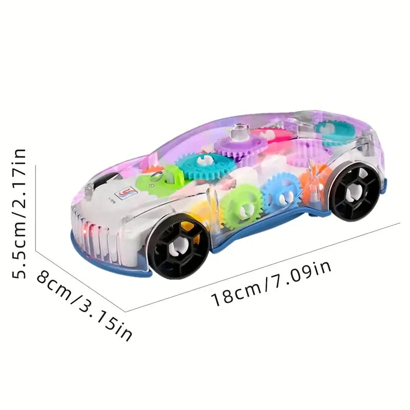 Transparent Gear Toy Car Color Light