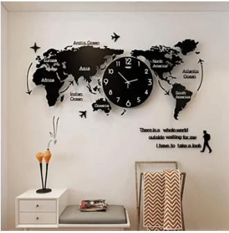 Wooden World Map Clock