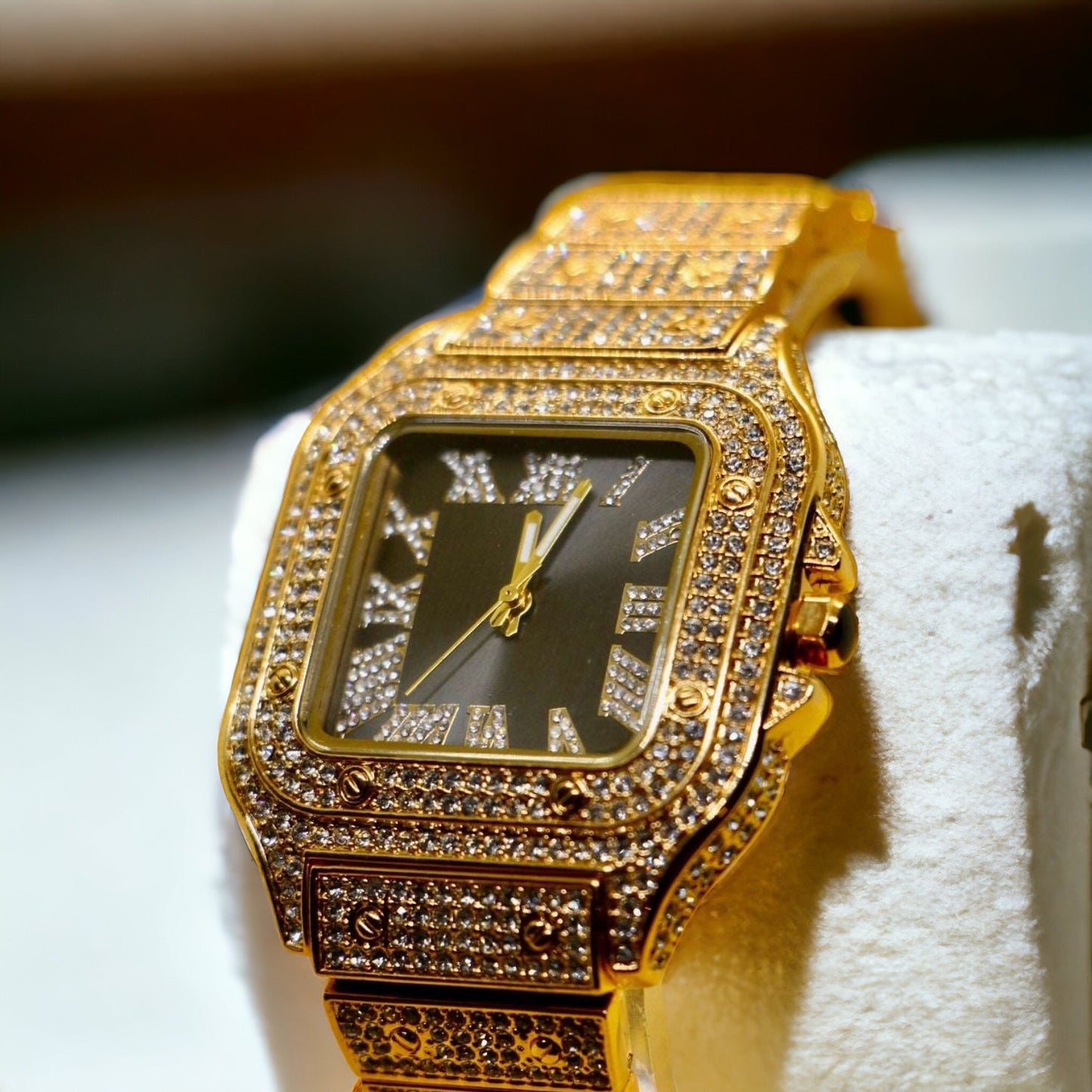 Gold Iced Out Stone Square