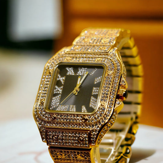 Gold Iced Out Stone Square