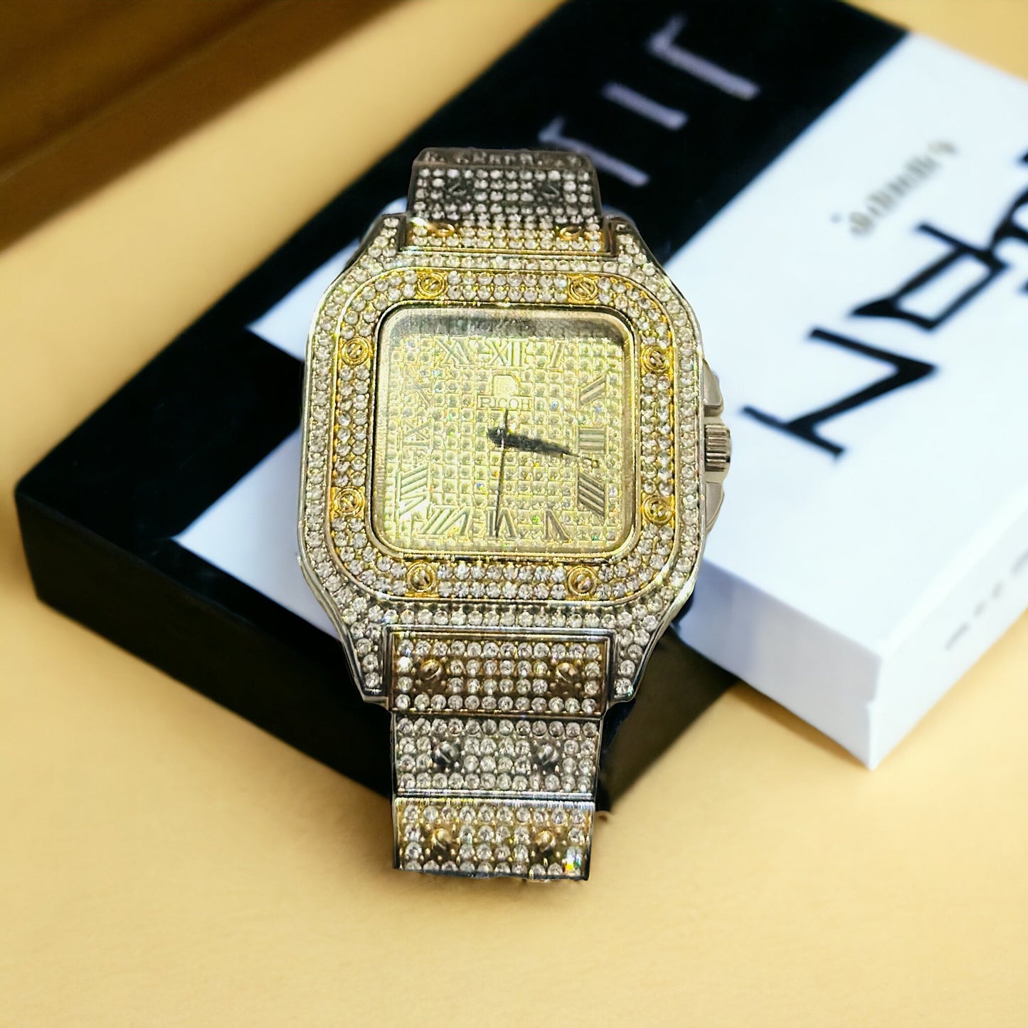 Gold Iced Out Stone Square